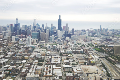 Wide-angle view of Chicago s skyline