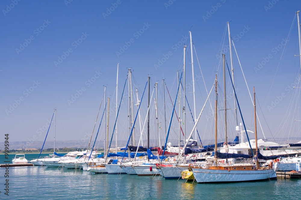 boats enchored in a marina