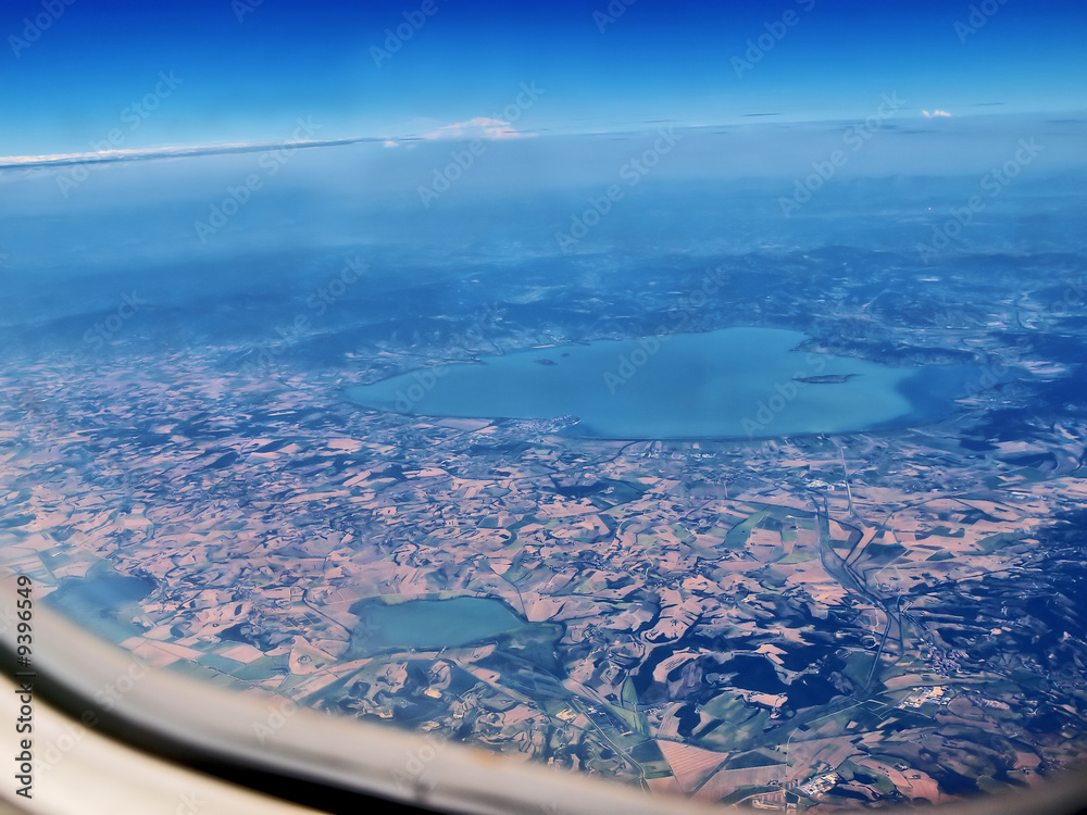 view through an airplane window