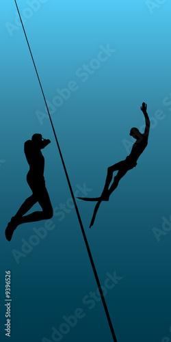 underwater diving, vector illustration