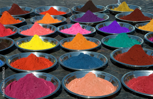 colorful tika powders on indian market, india #9396562