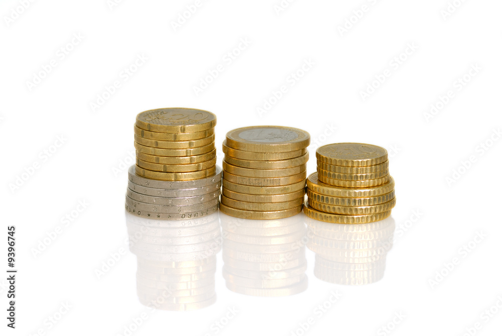Euro coins isolated on white background Euro coins isolated on white background