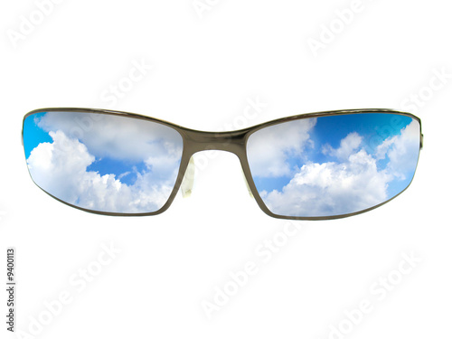 Some unisex sunglasses isolated over white.