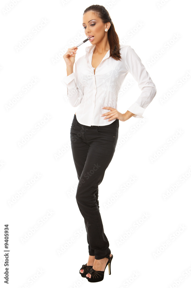 Portrait of beautiful business woman isolated on white Portrait of beautiful business woman isolated on white