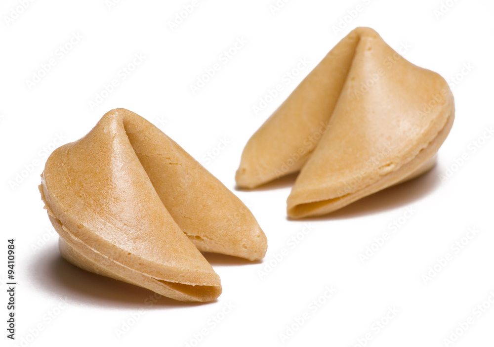 Two fortune cookies isolated on white background Two fortune cookies isolated on white background