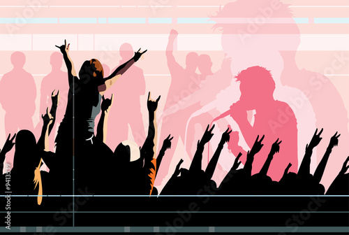 vector image of crowd of clubbing people