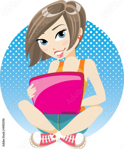 teenage girl with laptop