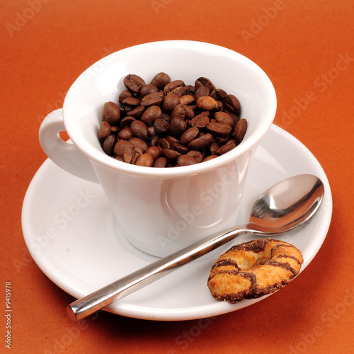 Cup of coffee beans