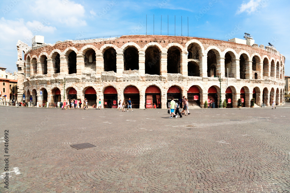 Arena in Verona Italy. Wide angle view.