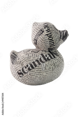 newspaper duck on white background photo