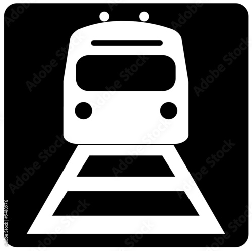 black and white illustration of the front of a train