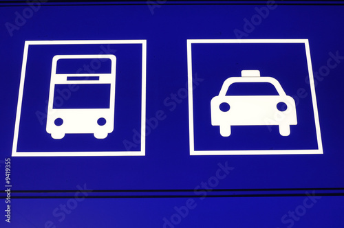 Airport transportation of bus and taxi station sign