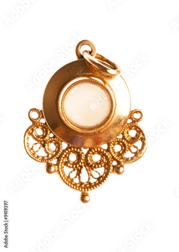 Vintage golden pendant isolated on the white