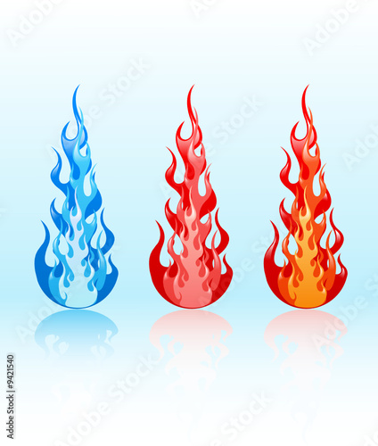 Vector set of glossy flames