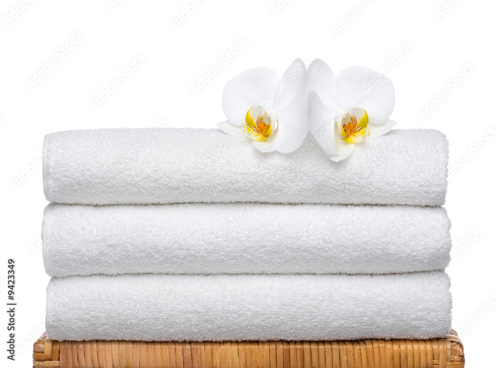 Fresh Towels with white Orchids Fresh Towels with white Orchids