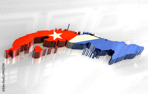 3d flag map of Cuba