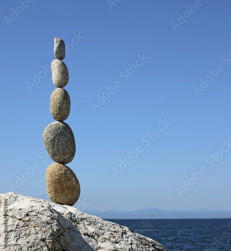 Stack of stones by the ocean.