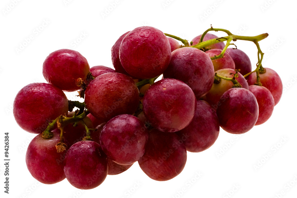 Cluster of ripe autumn sweet grapes on a white background