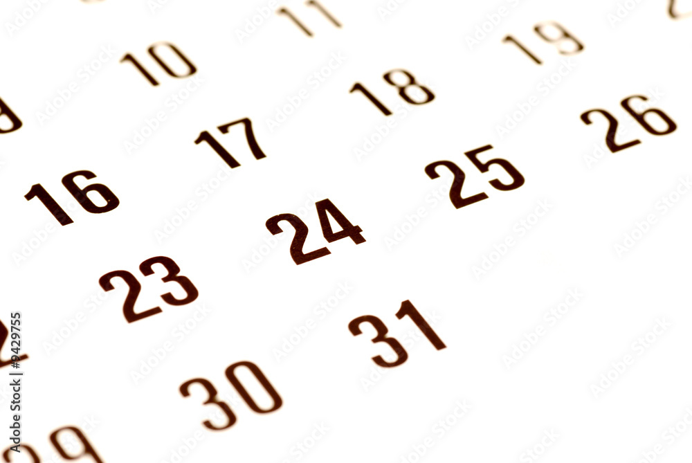 close up of thirty one day calendar isolated on white close up of thirty one day calendar isolated on white