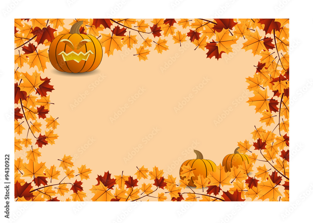 Fototapeta premium Halloween pumpkin with leafs