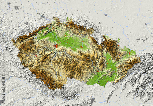 Czech Republic. Shaded relief map. photo