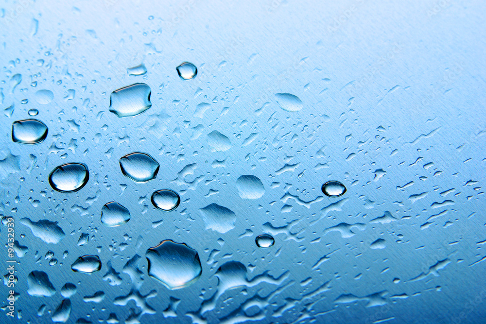 Pattern of water drops in a shining metallic surface Pattern of water drops in a shining metallic surface