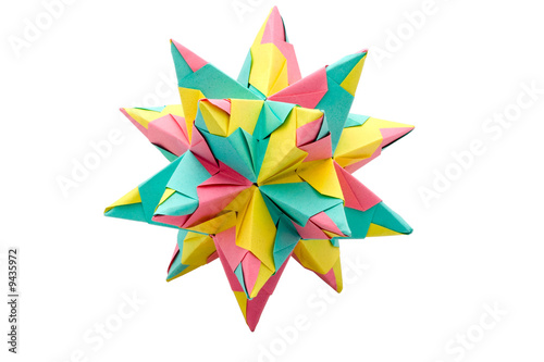 Paper colorful origami on isolated white background