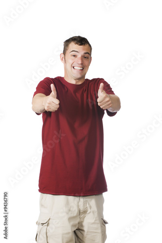 goofy young man giving thumbs up