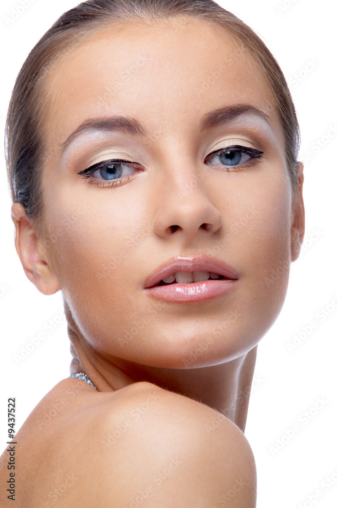 Fototapeta premium close-up portrait of beautiful blue eyed caucasian model