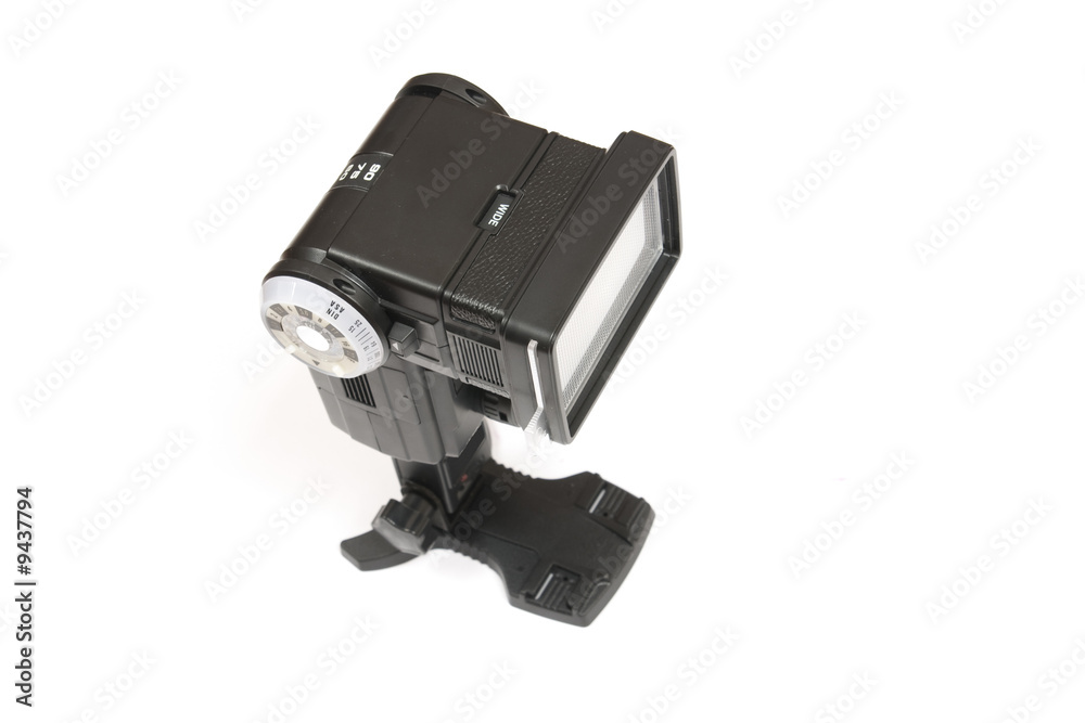 Isolated photo flash, light, white, hot shoe Isolated photo flash, light, white, hot shoe