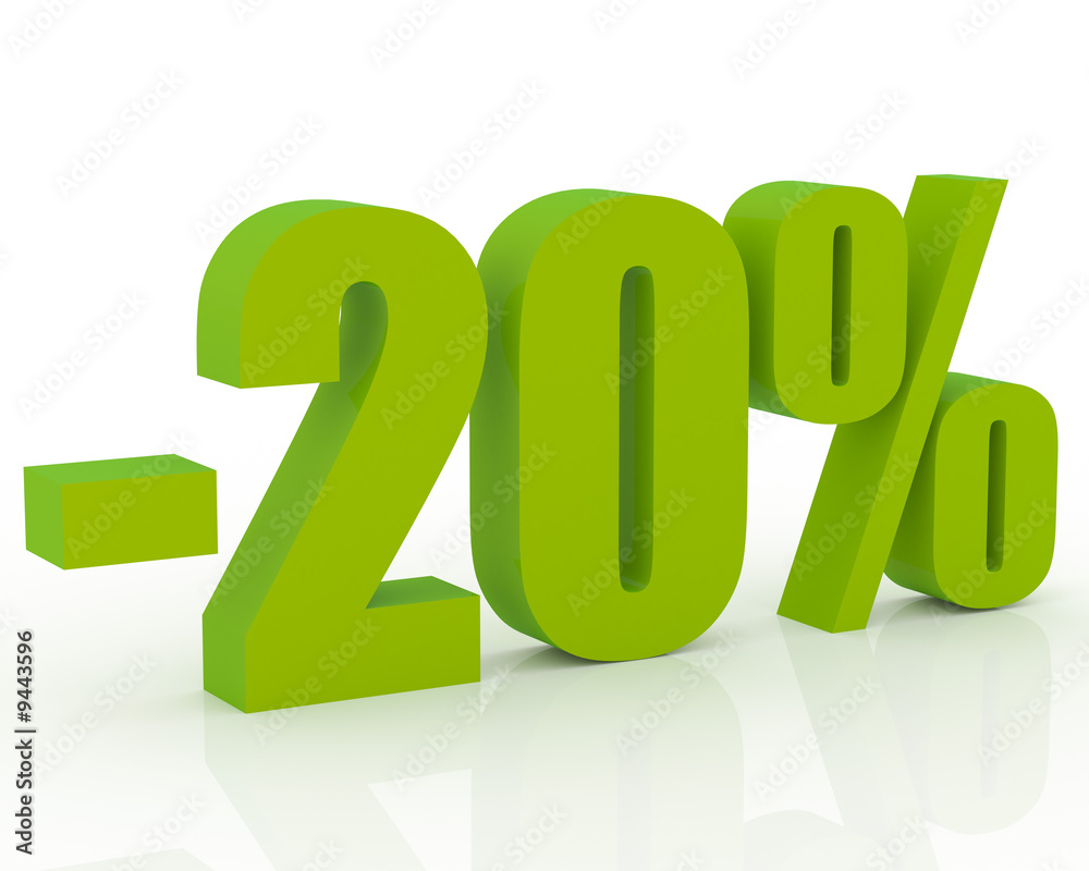 3D signs showing 20% discount and clearance. 3D signs showing 20% discount and clearance.