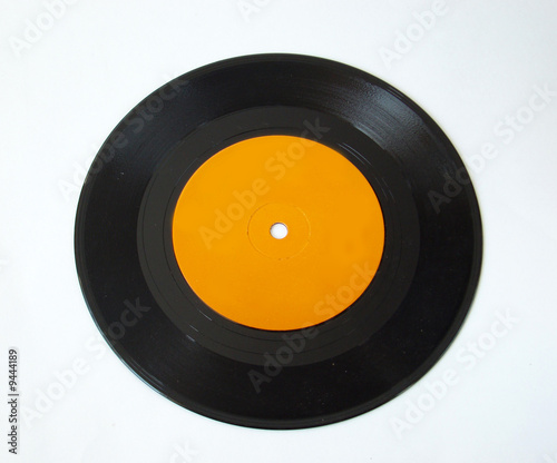 45 rpm record on white background