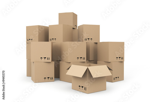 Cardboard boxes isolated on white © AKS