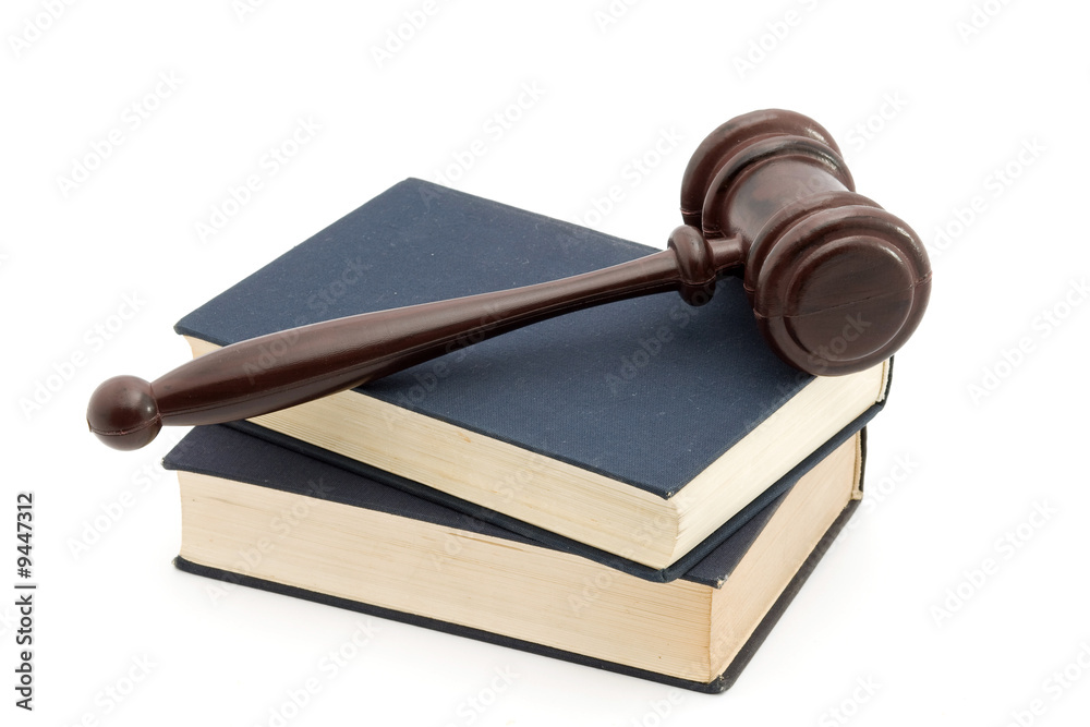 books and gavel studio isolated over white books and gavel studio isolated over white