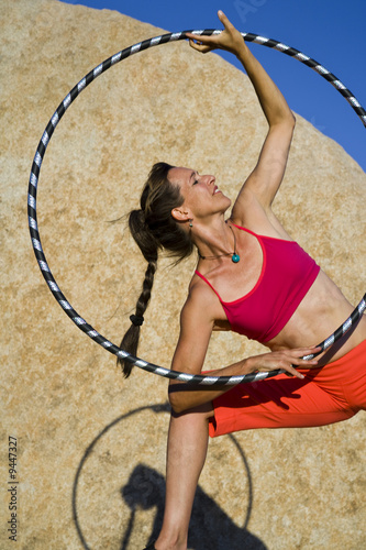 Hoop dancer performing in the California desert. photo