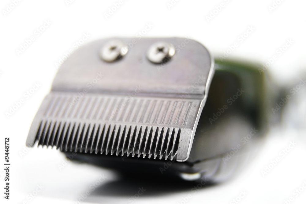 closup of hair clippers, on white