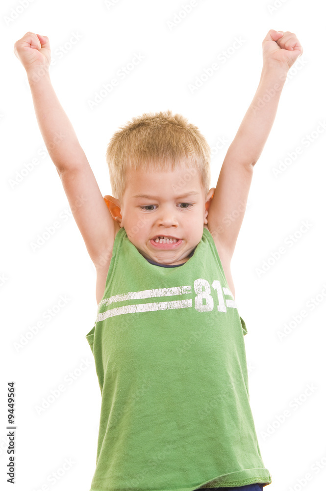 A gorgeous little cute three year old with his arms in the air. A gorgeous little cute three year old with his arms in the air.