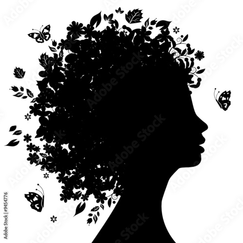 Floral head silhouette