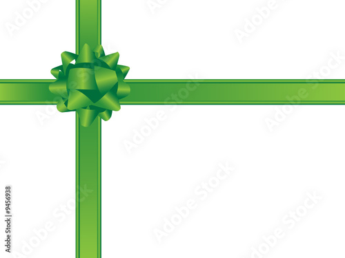 Green christmas bow and ribbons
