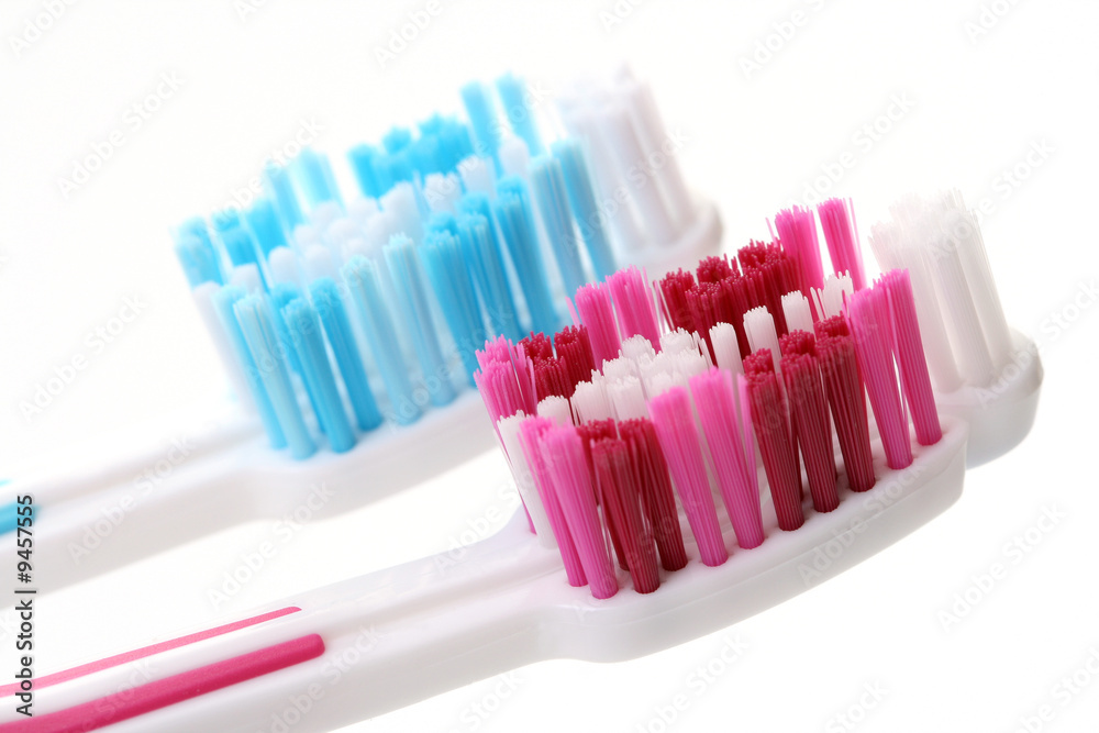 two toothbrushes isolated on white background two toothbrushes isolated on white background