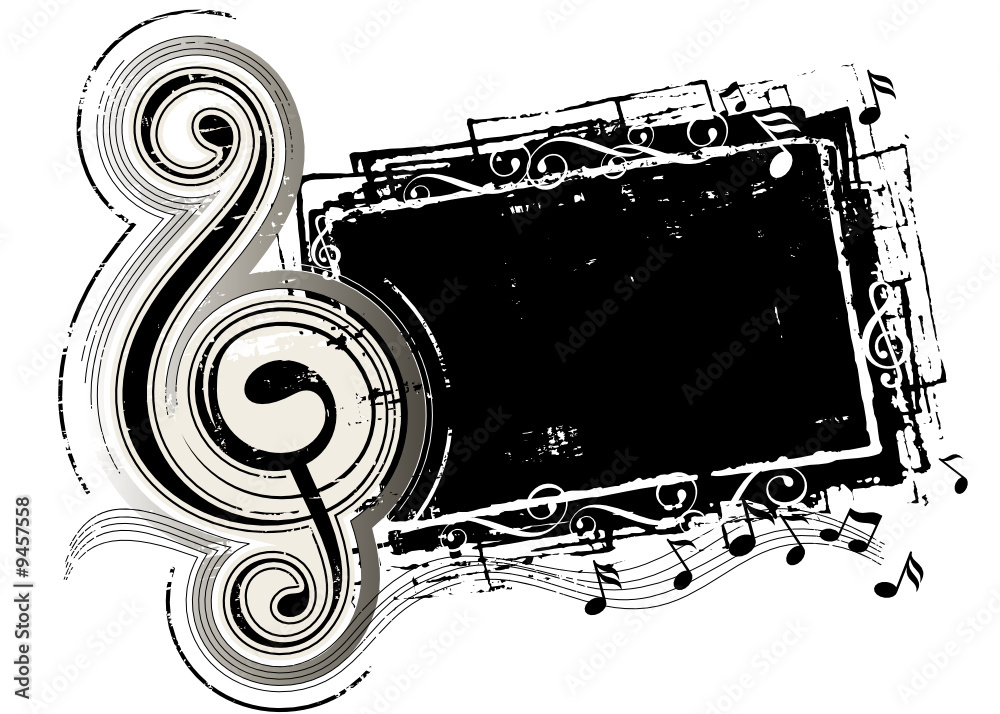Obraz premium Grunge effect musical-note, vector illustration layered.