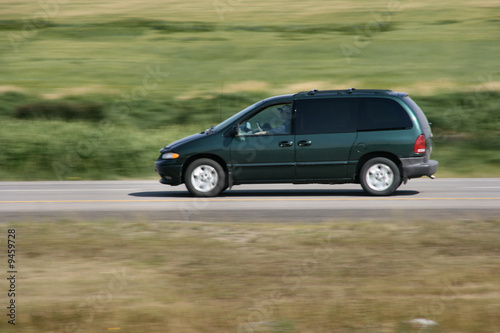 Van vehicle in motion. Speed blur. Road abstract.