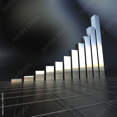 Obraz na płótnie 3D Business chart in a mirrored chrome texture