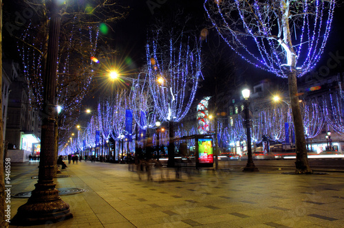 France, Paris: Champs Elysees Avenue at night photo