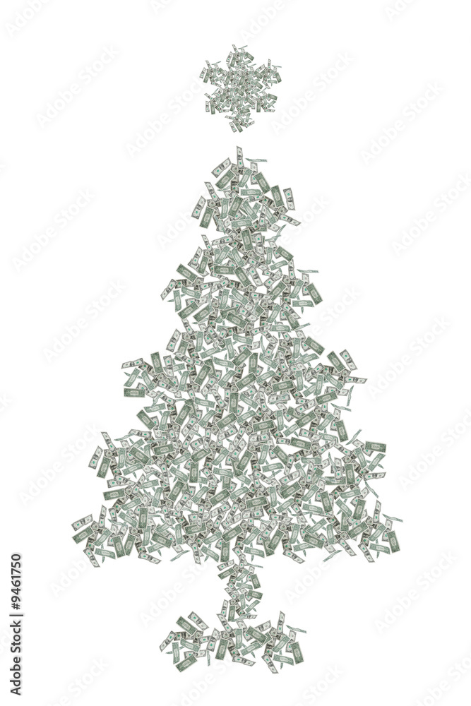 Very expensive christmas. Tree with dollars Very expensive christmas. Tree with dollars