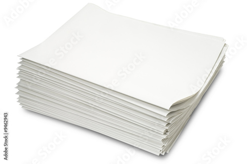 a stack of blank newspapers on white - with clipping path