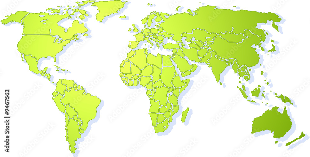 Bright green shiny World map (Vector) Bright green shiny World map (Vector)
