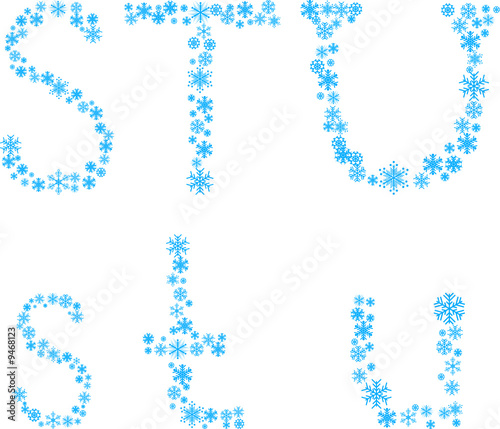 Three snowflake letters. Vector illustration.