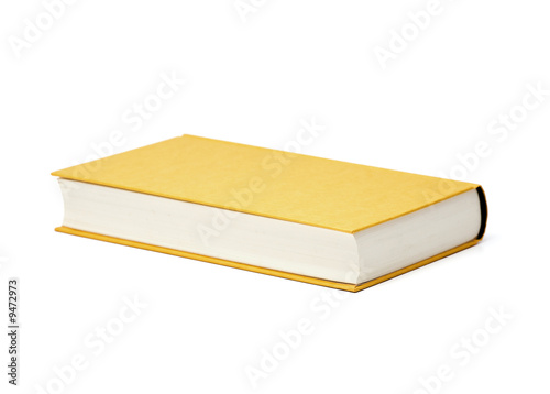 yellow book with blank cover isolated on white