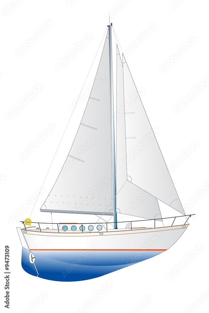 vector illustration of a classic sailing yacht
